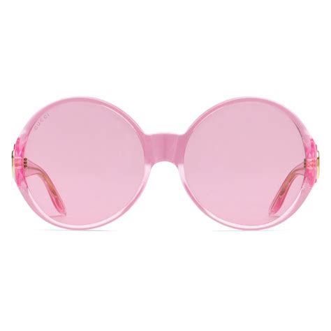 pink glasses gucci|Gucci round pink sunglasses.